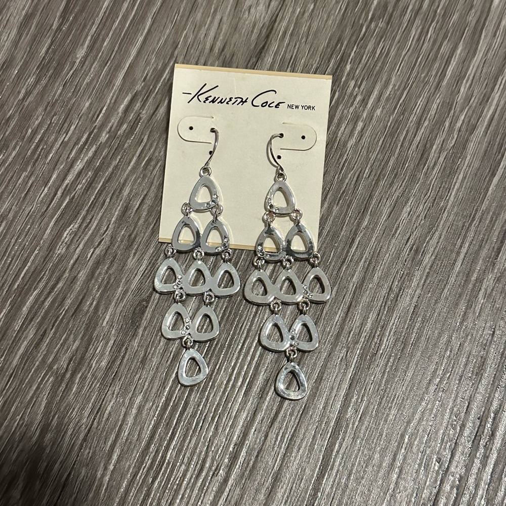 Kenneth Cole Triangular Silver Earrings